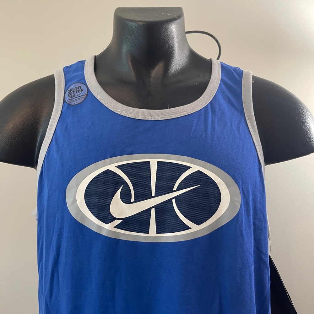 Nike Dri Cotton Basketball Tank Top, CT6119-480 Blue/Grey, Men’s Size XL - Picture 2 of 8